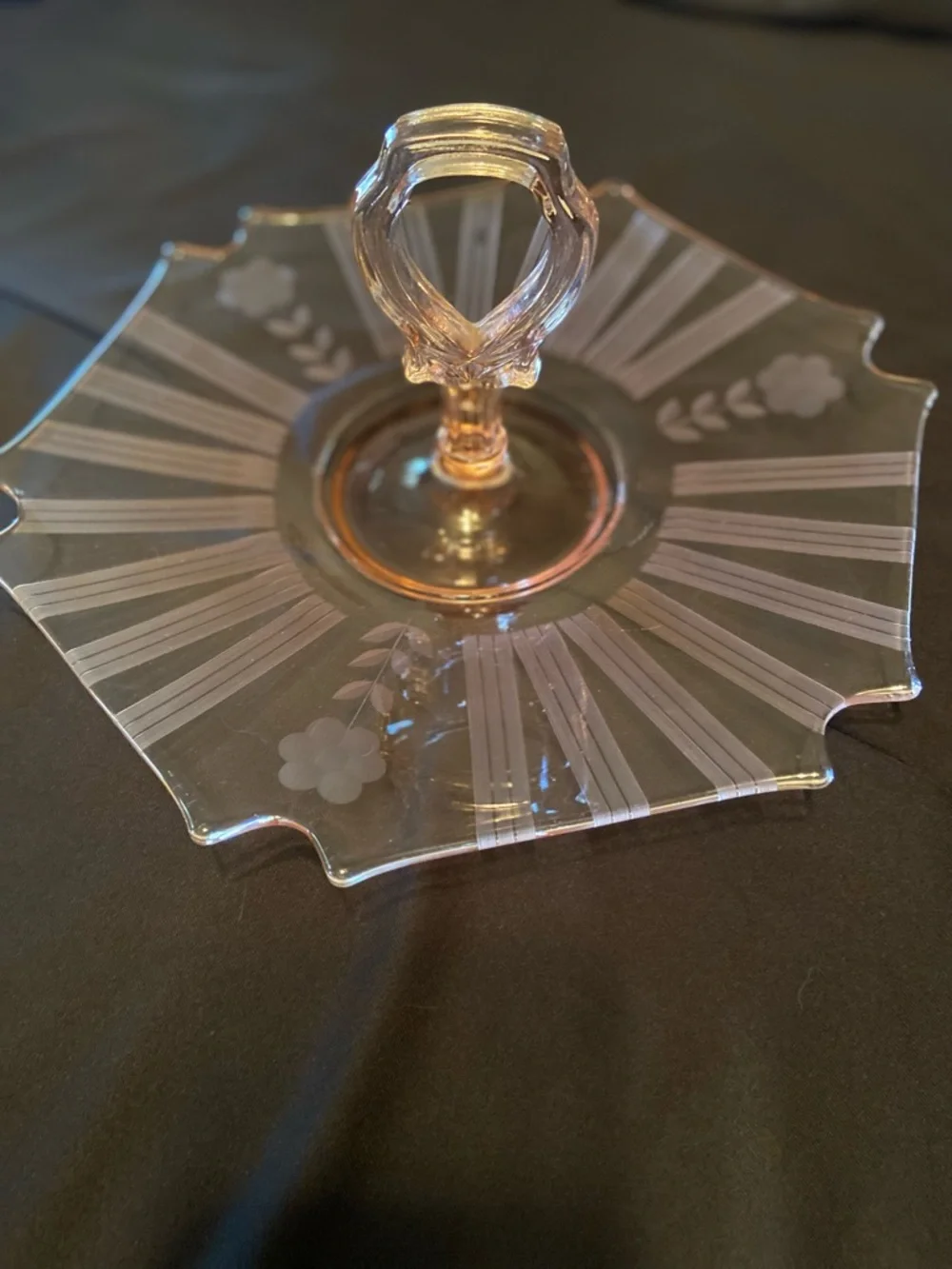Pink Glass Two-Tier Serving Stand by